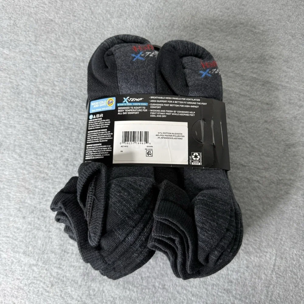 Hanes X-Temp Low Cut Cushioned Socks 12 Pairs Size 6-12 Arch Support Breathable